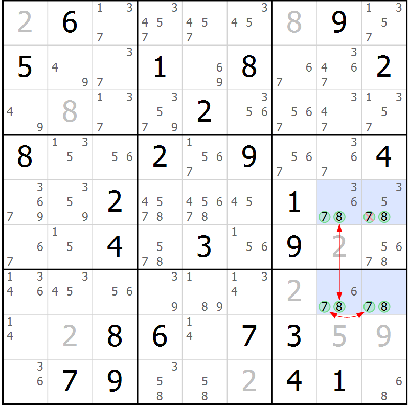 Position des candidats pour la solution de la Gr 79 page 82 du magazine de sudoku Suprême n° 030