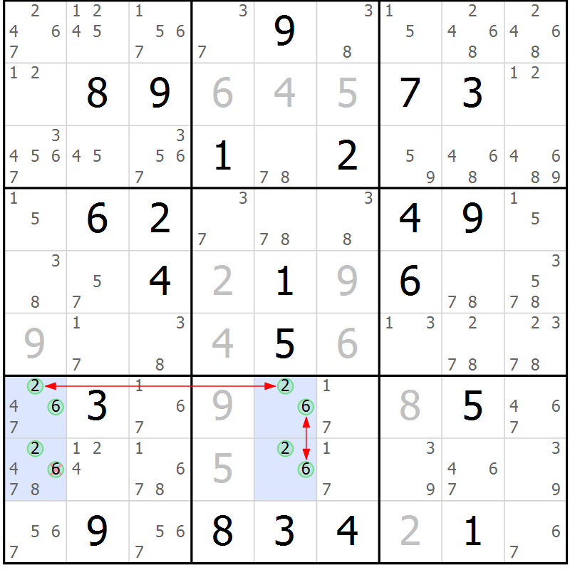 Position des candidats pour la solution de la Gr 8 page 11 du magazine de sudoku Suprême n° 030