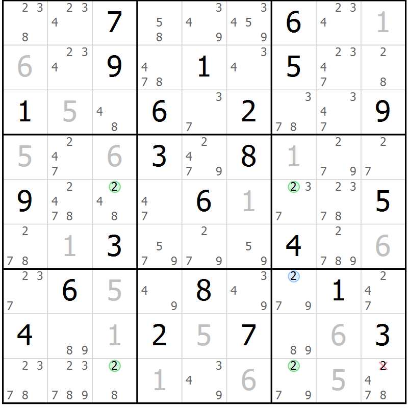 Position des candidats pour la solution de la Gr 80 page 83 du magazine de sudoku Suprême n° 030