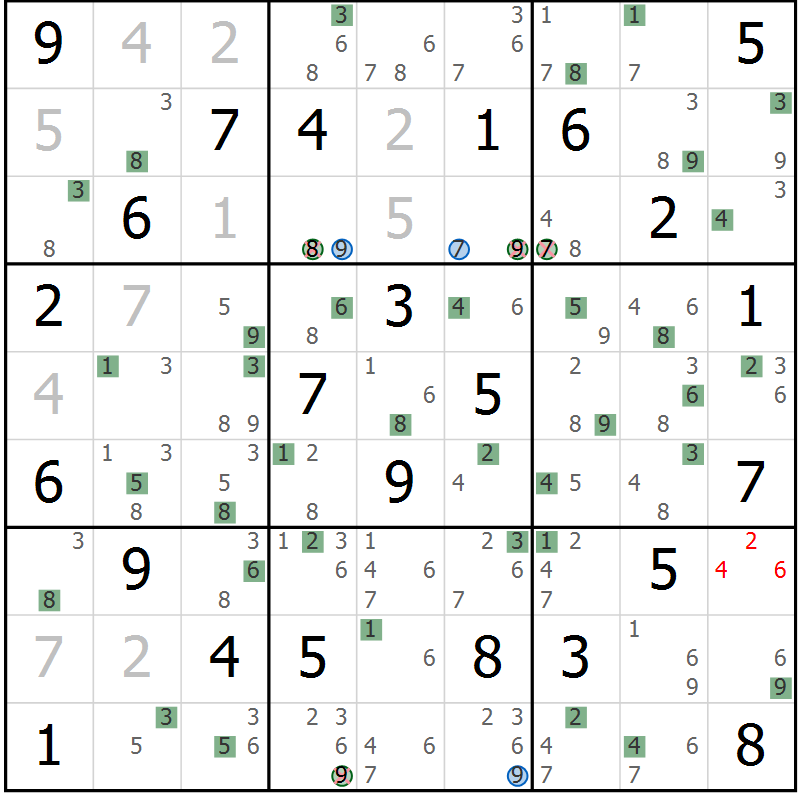 Position des candidats pour la solution de la Gr 83 page 86 du magazine de sudoku Suprême n° 030