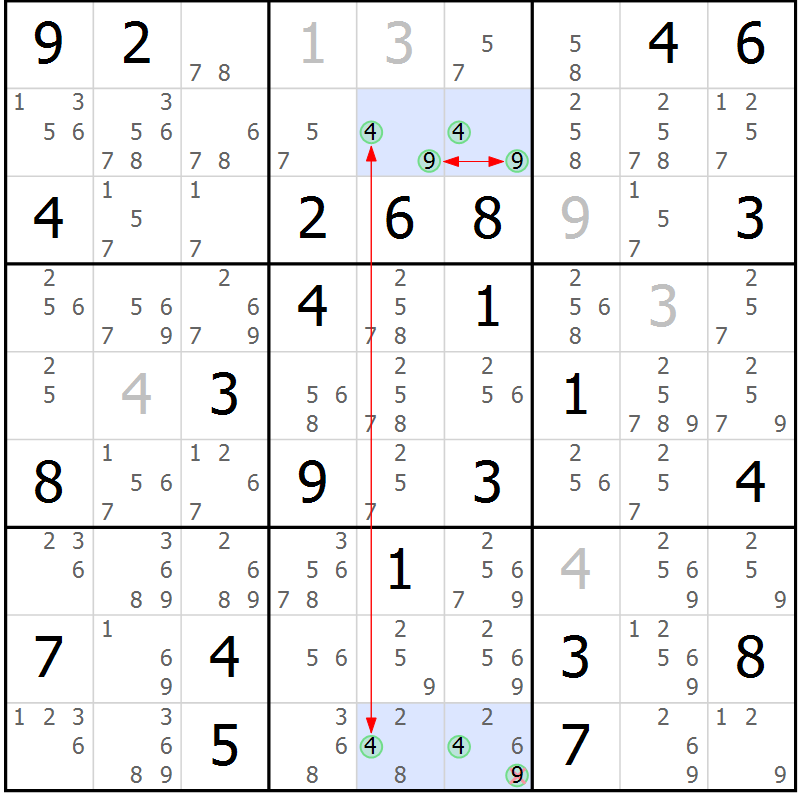 Position des candidats pour la solution de la Gr 84 page 87 du magazine de sudoku Suprême n° 030