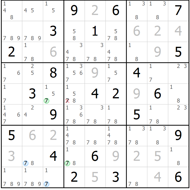 Position des candidats pour la solution de la Gr 12 page 15 du magazine de sudoku Suprême n° 031