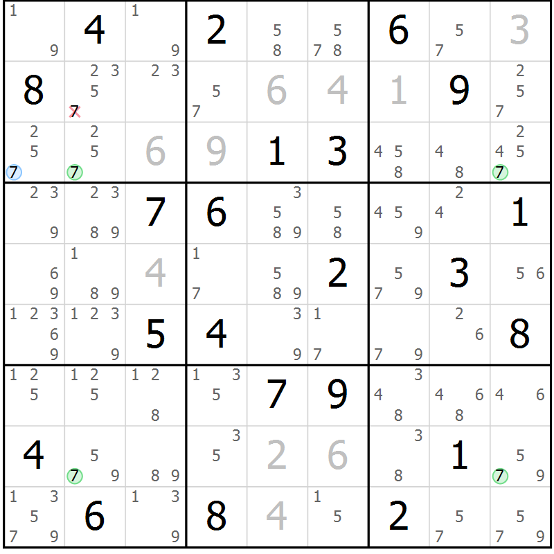 Position des candidats pour la solution de la Gr 14 page 17 du magazine de sudoku Suprême n° 031