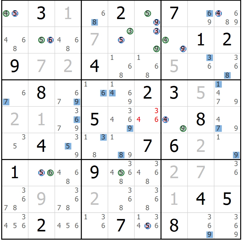Position des candidats pour la solution de la Gr 24 page 27 du magazine de sudoku Suprême n° 031