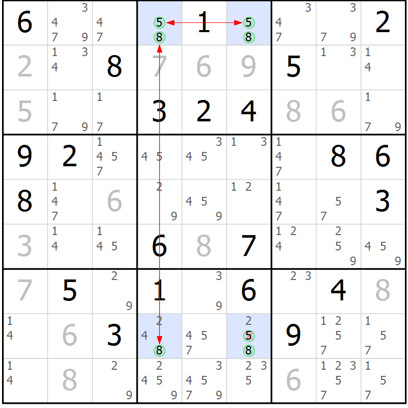 Position des candidats pour la solution de la Gr 31 page 34 du magazine de sudoku Suprême n° 031