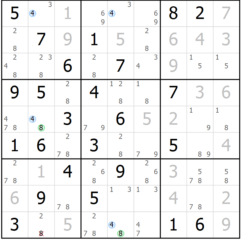 Position des candidats pour la solution de la Gr 34 page 37 du magazine de sudoku Suprême n° 031