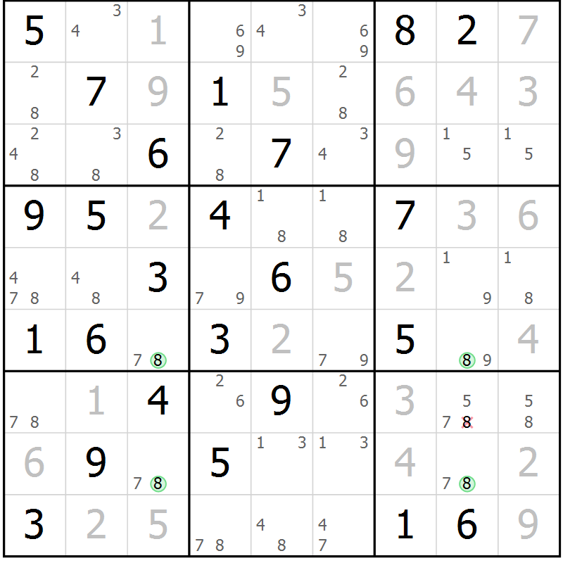 Position des candidats pour la solution de la Gr 34 page 37 du magazine de sudoku Suprême n° 031