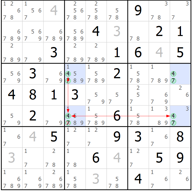 Position des candidats pour la solution de la Gr 35 page 38 du magazine de sudoku Suprême n° 031