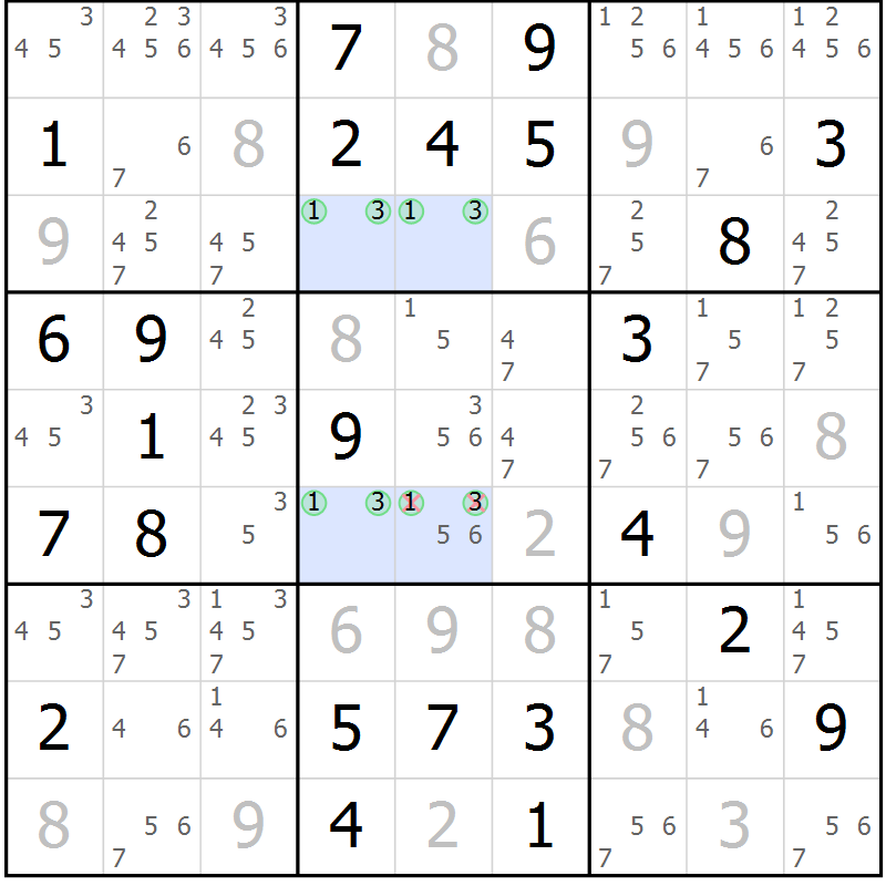Position des candidats pour la solution de la Gr 36 page 39 du magazine de sudoku Suprême n° 031