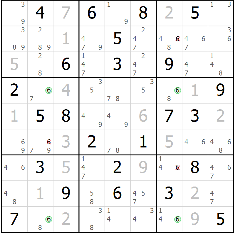 Position des candidats pour la solution de la Gr 37 page 40 du magazine de sudoku Suprême n° 031