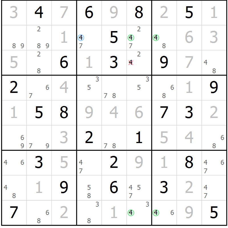 Position des candidats pour la solution de la Gr 37 page 40 du magazine de sudoku Suprême n° 031
