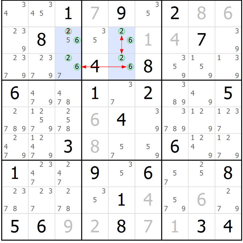 Position des candidats pour la solution de la Gr 46 page 49 du magazine de sudoku Suprême n° 031