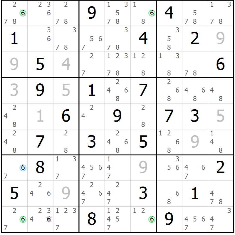 Position des candidats pour la solution de la Gr 48 page 51 du magazine de sudoku Suprême n° 031