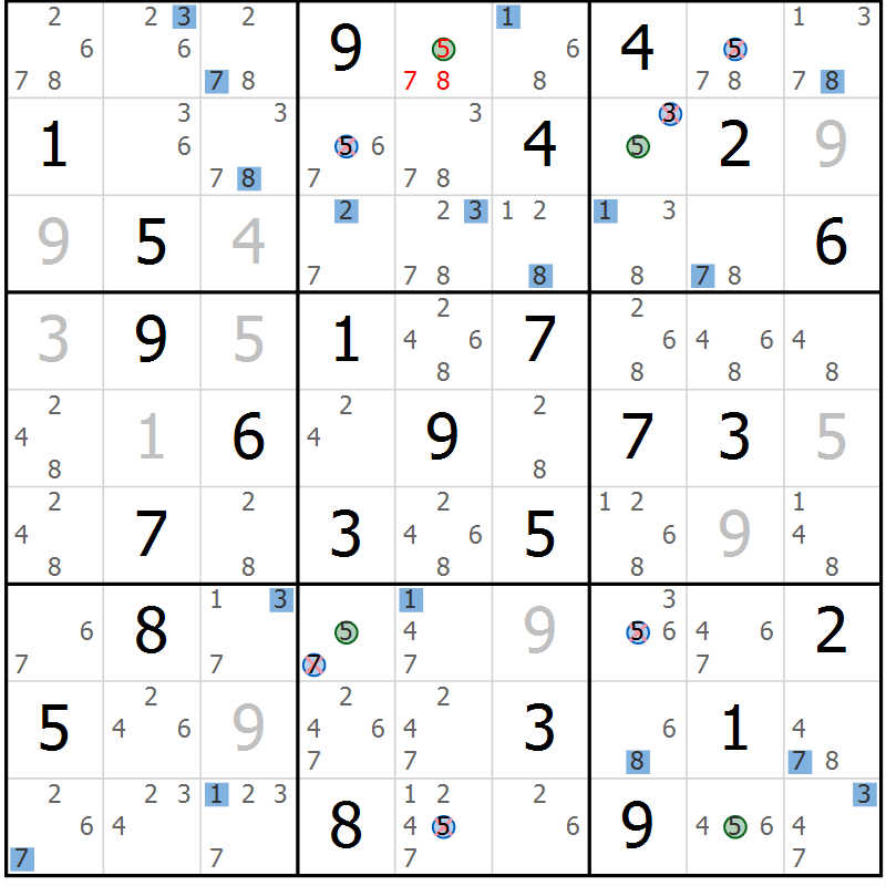 Position des candidats pour la solution de la Gr 48 page 51 du magazine de sudoku Suprême n° 031