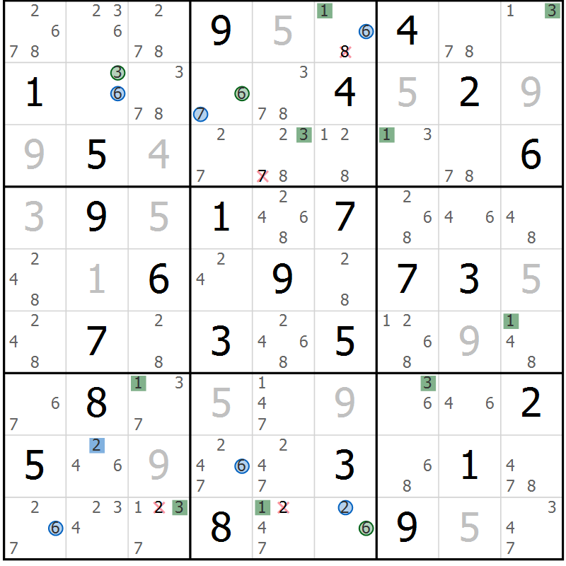 Position des candidats pour la solution de la Gr 48 page 51 du magazine de sudoku Suprême n° 031