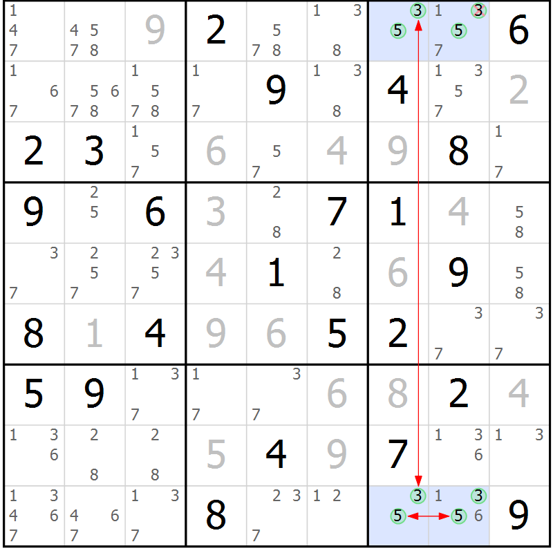 Position des candidats pour la solution de la Gr 51 page 54 du magazine de sudoku Suprême n° 031