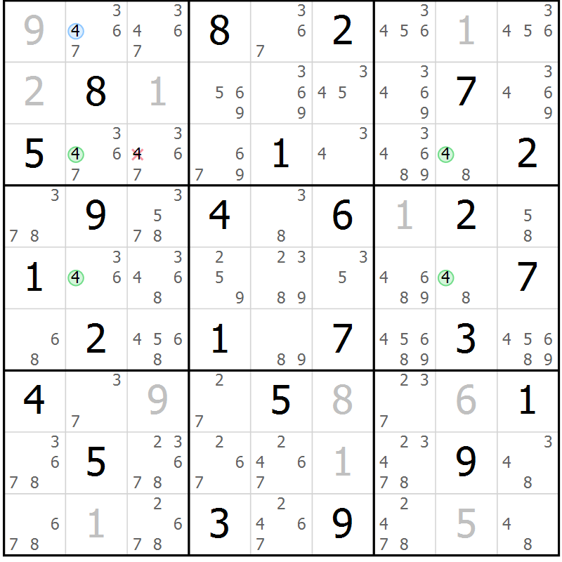 Position des candidats pour la solution de la Gr 52 page 55 du magazine de sudoku Suprême n° 031