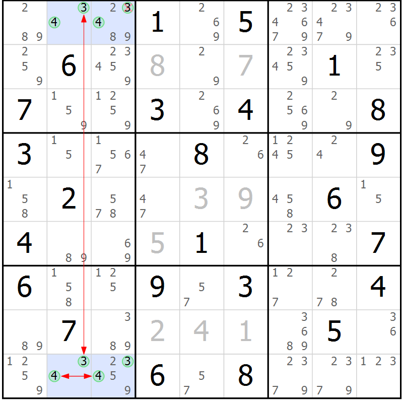Position des candidats pour la solution de la Gr 53 page 56 du magazine de sudoku Suprême n° 031