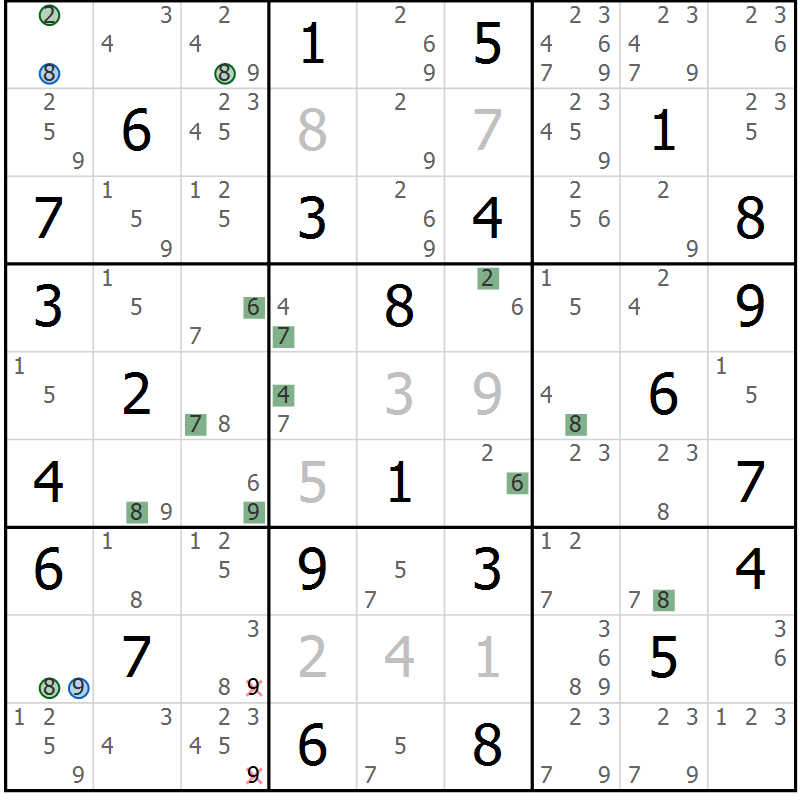 Position des candidats pour la solution de la Gr 53 page 56 du magazine de sudoku Suprême n° 031