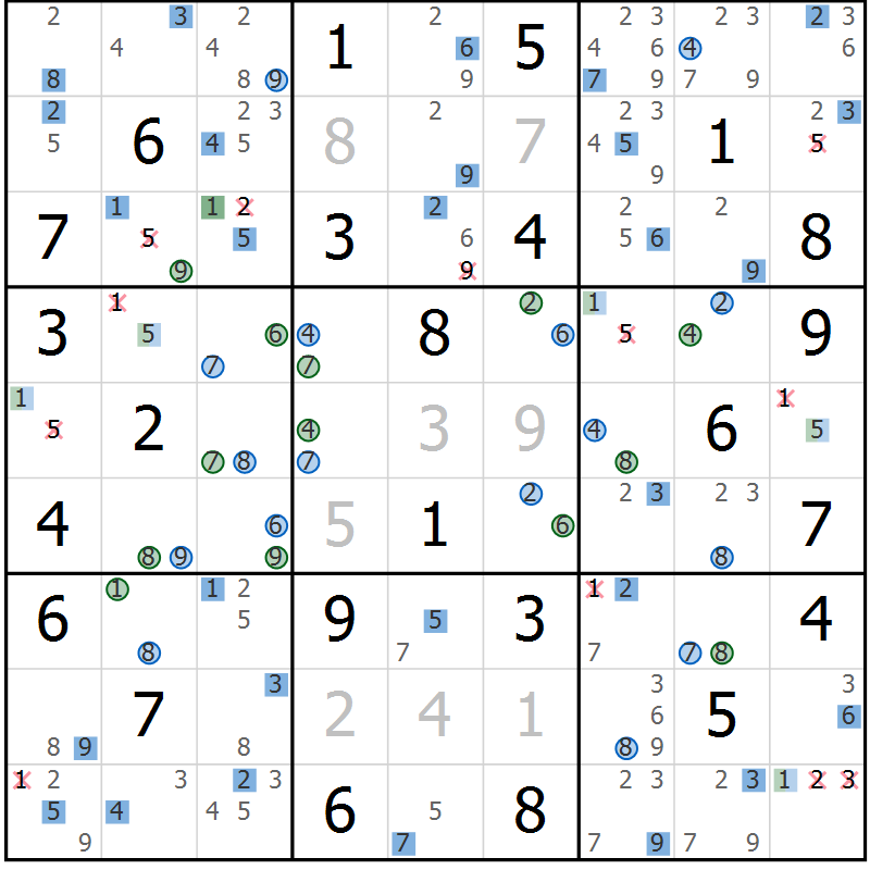 Position des candidats pour la solution de la Gr 53 page 56 du magazine de sudoku Suprême n° 031