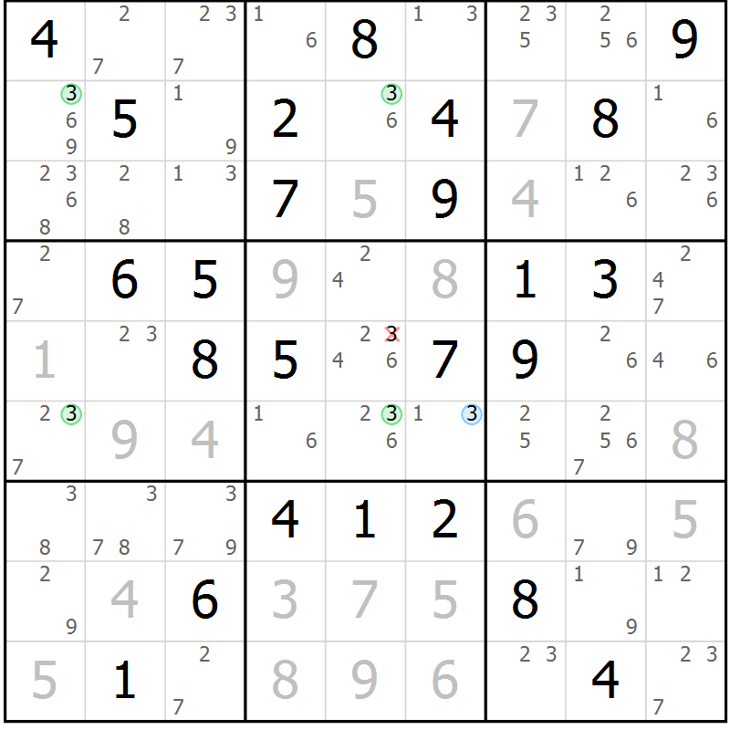 Position des candidats pour la solution de la Gr 54 page 57 du magazine de sudoku Suprême n° 031