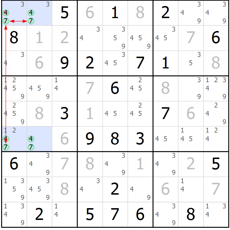 Position des candidats pour la solution de la Gr 55 page 58 du magazine de sudoku Suprême n° 031
