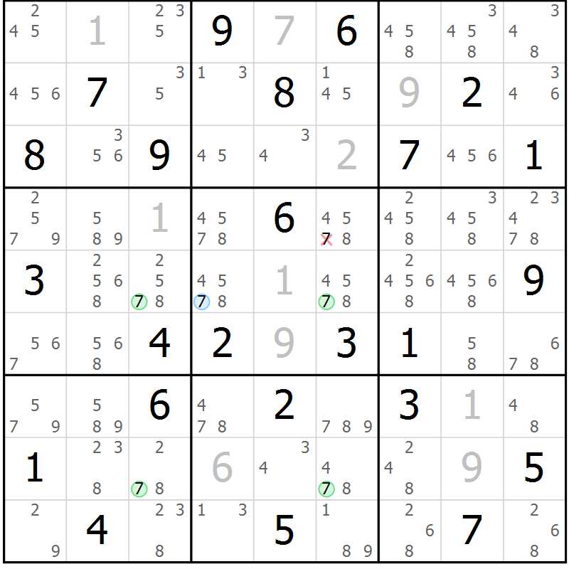 Position des candidats pour la solution de la Gr 59 page 62 du magazine de sudoku Suprême n° 031
