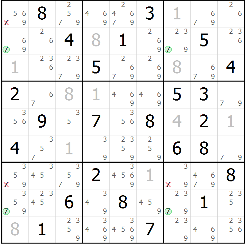 Position des candidats pour la solution de la Gr 60 page 63 du magazine de sudoku Suprême n° 031