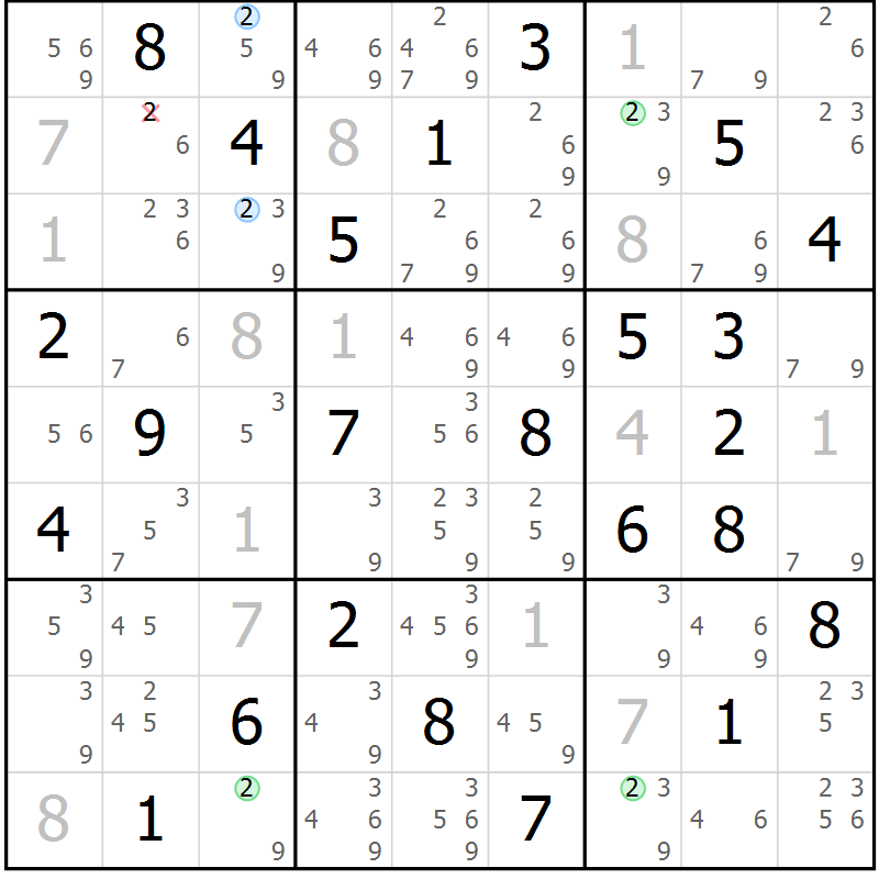 Position des candidats pour la solution de la Gr 60 page 63 du magazine de sudoku Suprême n° 031