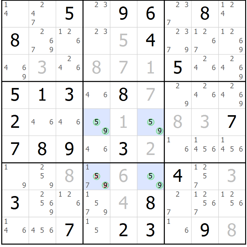 Position des candidats pour la solution de la Gr 62 page 65 du magazine de sudoku Suprême n° 031