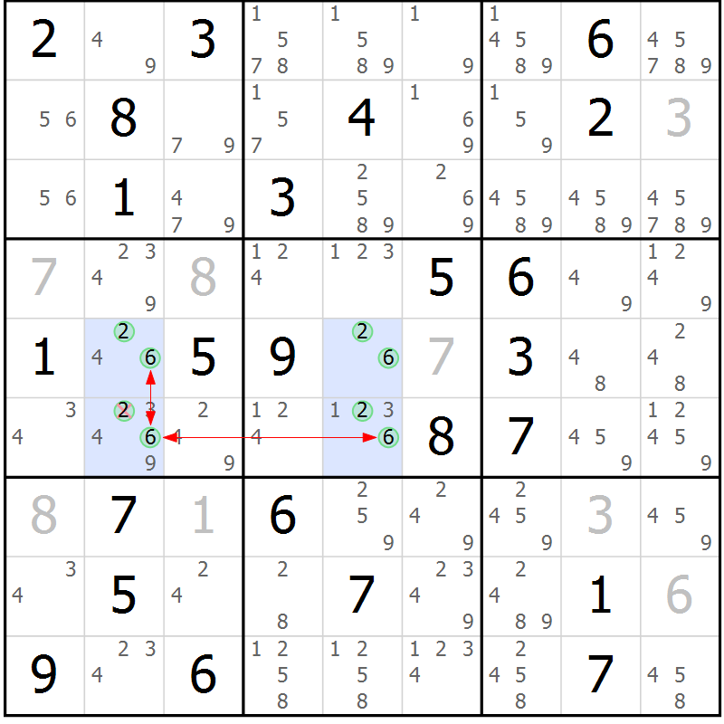 Position des candidats pour la solution de la Gr 63 page 66 du magazine de sudoku Suprême n° 031