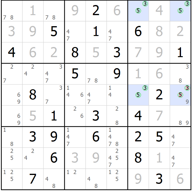 Position des candidats pour la solution de la Gr 66 page 69 du magazine de sudoku Suprême n° 031