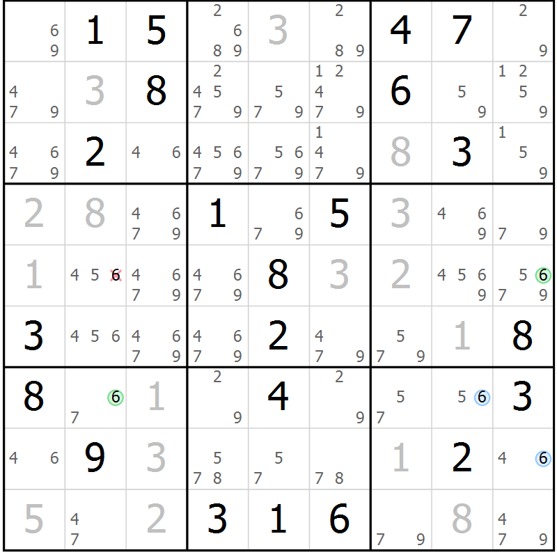 Position des candidats pour la solution de la Gr 7 page 10 du magazine de sudoku Suprême n° 031