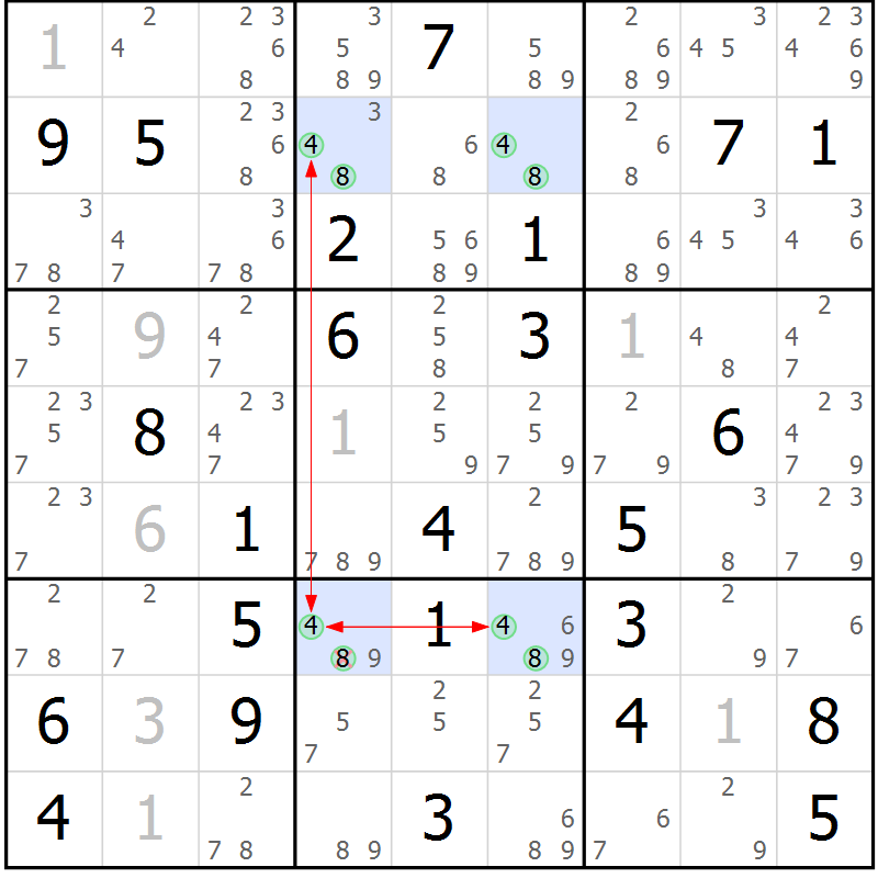 Position des candidats pour la solution de la Gr 70 page 73 du magazine de sudoku Suprême n° 031