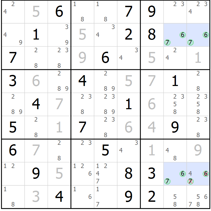 Position des candidats pour la solution de la Gr 71 page 74 du magazine de sudoku Suprême n° 031