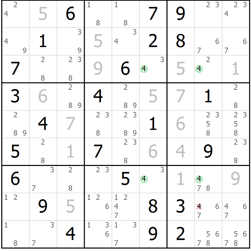 Position des candidats pour la solution de la Gr 71 page 74 du magazine de sudoku Suprême n° 031