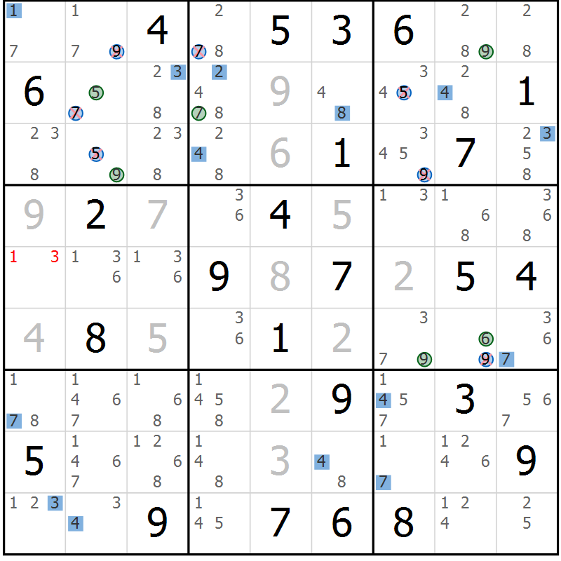 Position des candidats pour la solution de la Gr 73 page 76 du magazine de sudoku Suprême n° 031