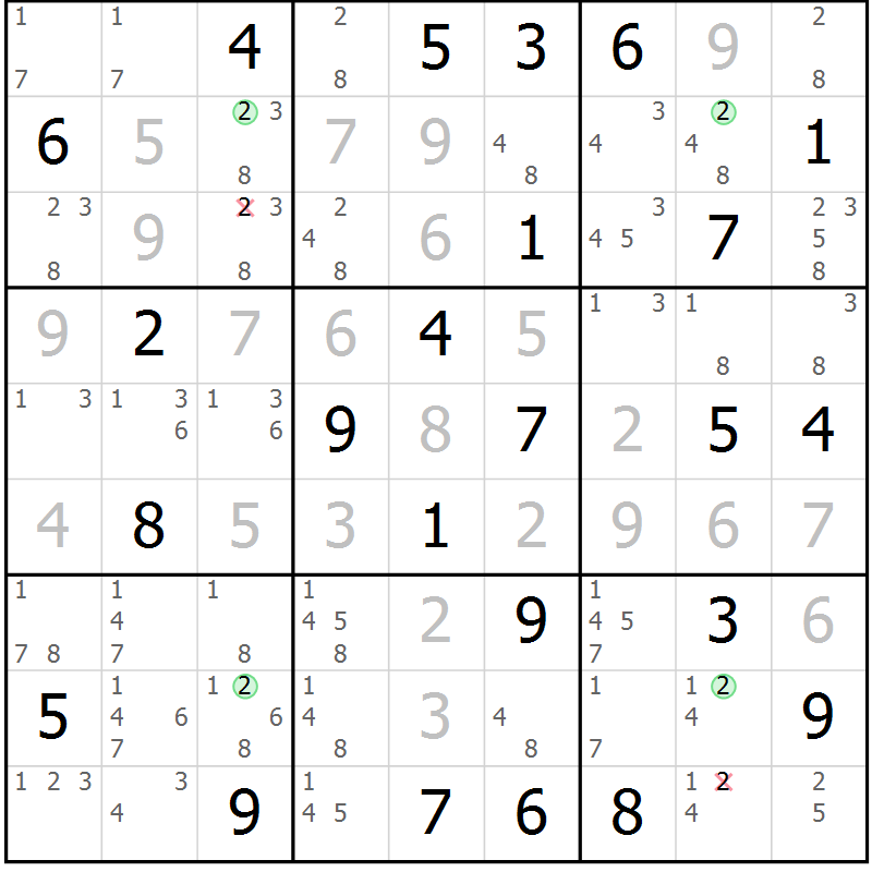 Position des candidats pour la solution de la Gr 73 page 76 du magazine de sudoku Suprême n° 031