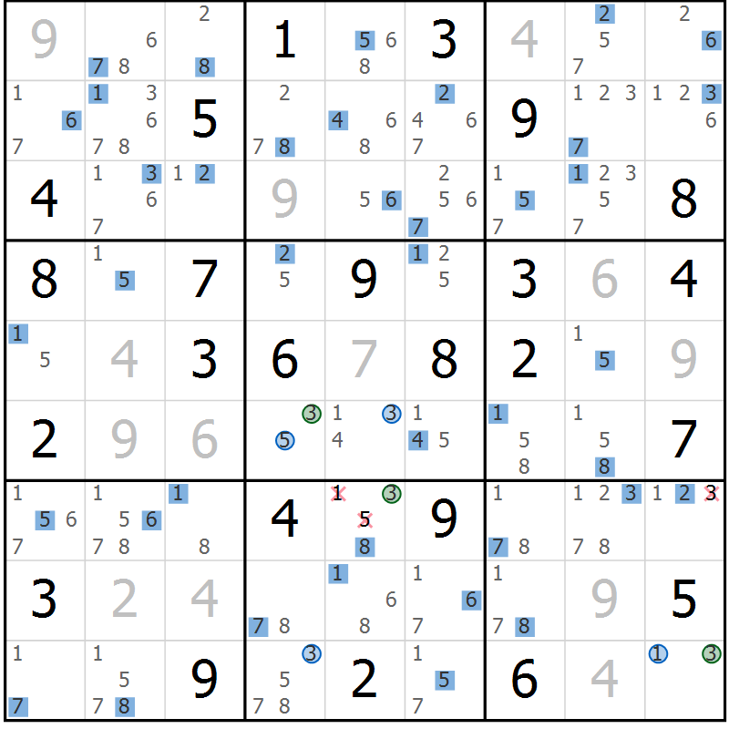 Position des candidats pour la solution de la Gr 76 page 79 du magazine de sudoku Suprême n° 031