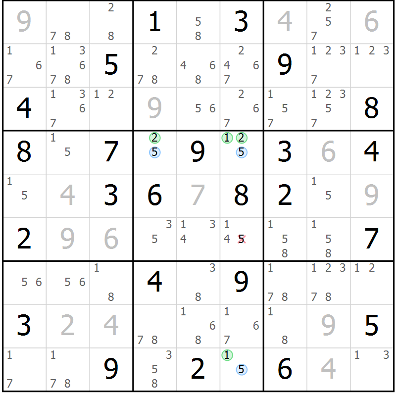 Position des candidats pour la solution de la Gr 76 page 79 du magazine de sudoku Suprême n° 031