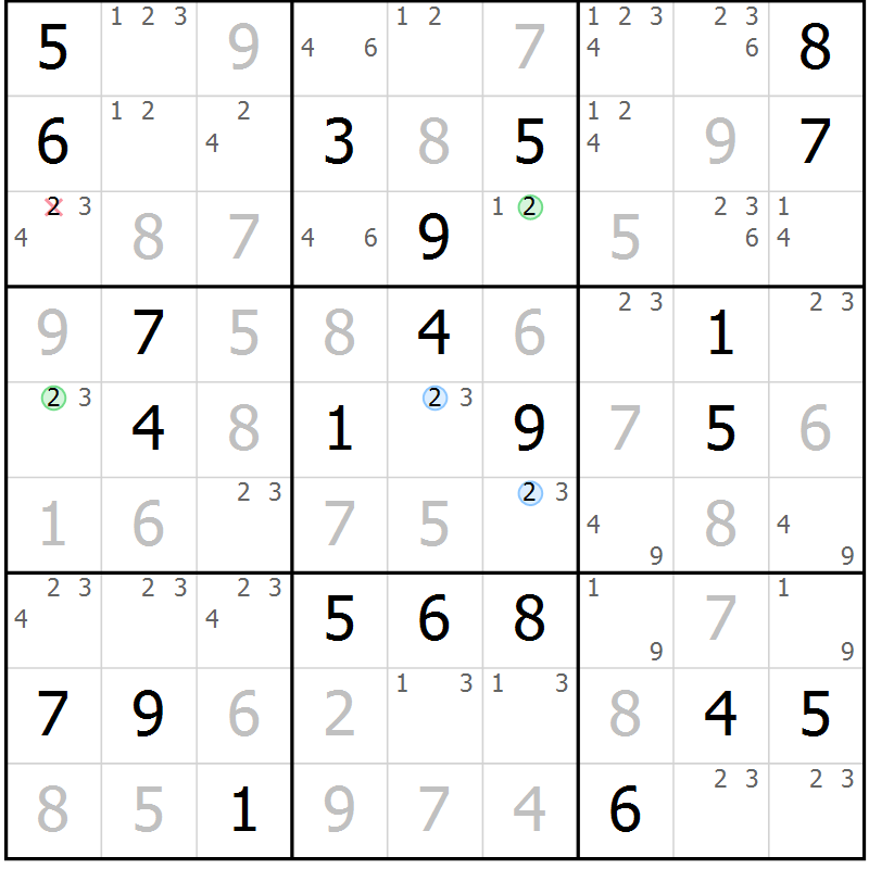 Position des candidats pour la solution de la Gr 77 page 80 du magazine de sudoku Suprême n° 031