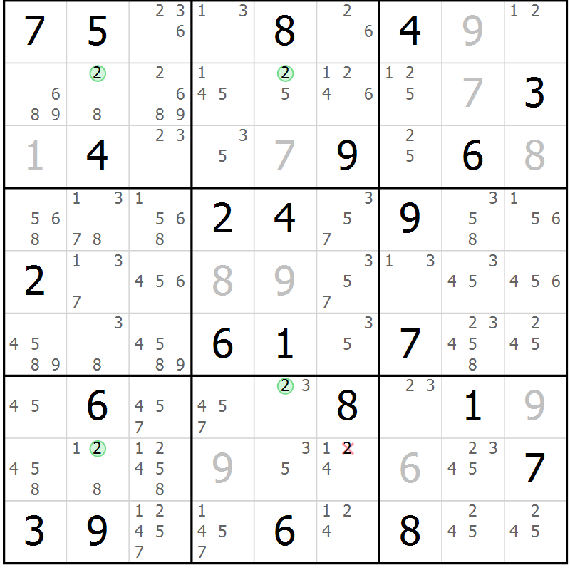 Position des candidats pour la solution de la Gr 79 page 82 du magazine de sudoku Suprême n° 031