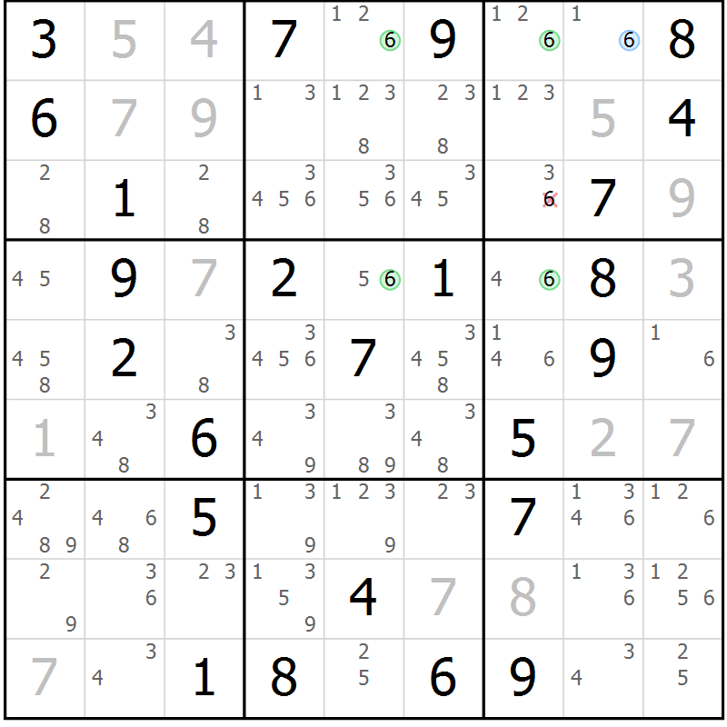 Position des candidats pour la solution de la Gr 81 page 84 du magazine de sudoku Suprême n° 031