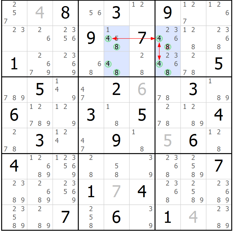 Position des candidats pour la solution de la Gr 83 page 86 du magazine de sudoku Suprême n° 031