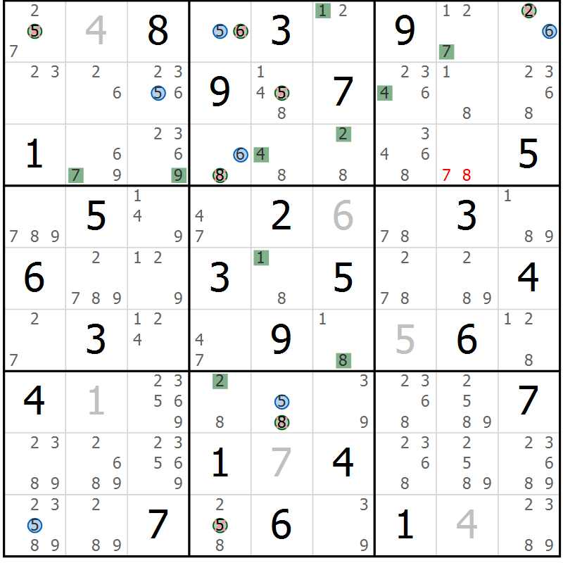 Position des candidats pour la solution de la Gr 83 page 86 du magazine de sudoku Suprême n° 031