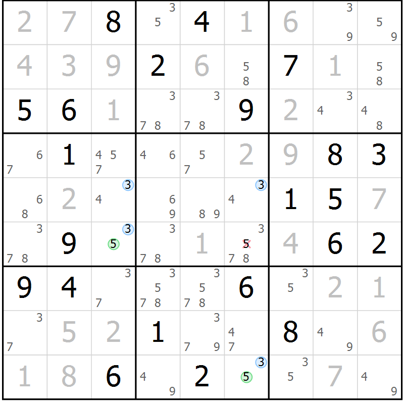 Position des candidats pour la solution de la Gr 11 page 14 du magazine de sudoku Suprême n° 033