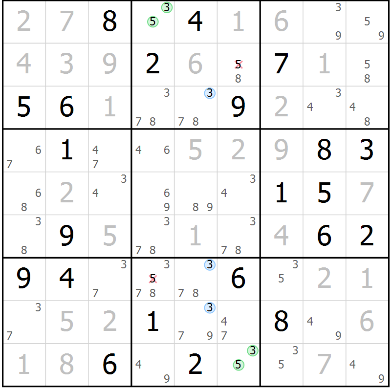 Position des candidats pour la solution de la Gr 11 page 14 du magazine de sudoku Suprême n° 033