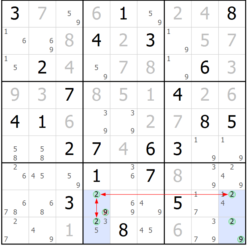Position des candidats pour la solution de la Gr 12 page 15 du magazine de sudoku Suprême n° 033