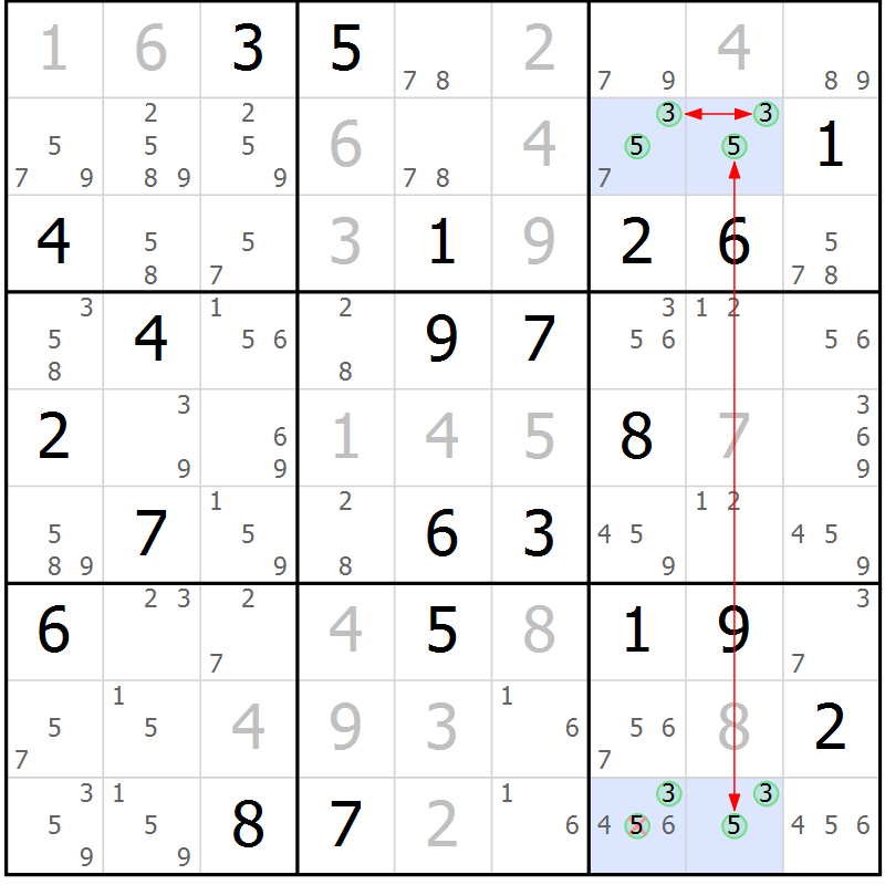 Position des candidats pour la solution de la Gr 14 page 17 du magazine de sudoku Suprême n° 033