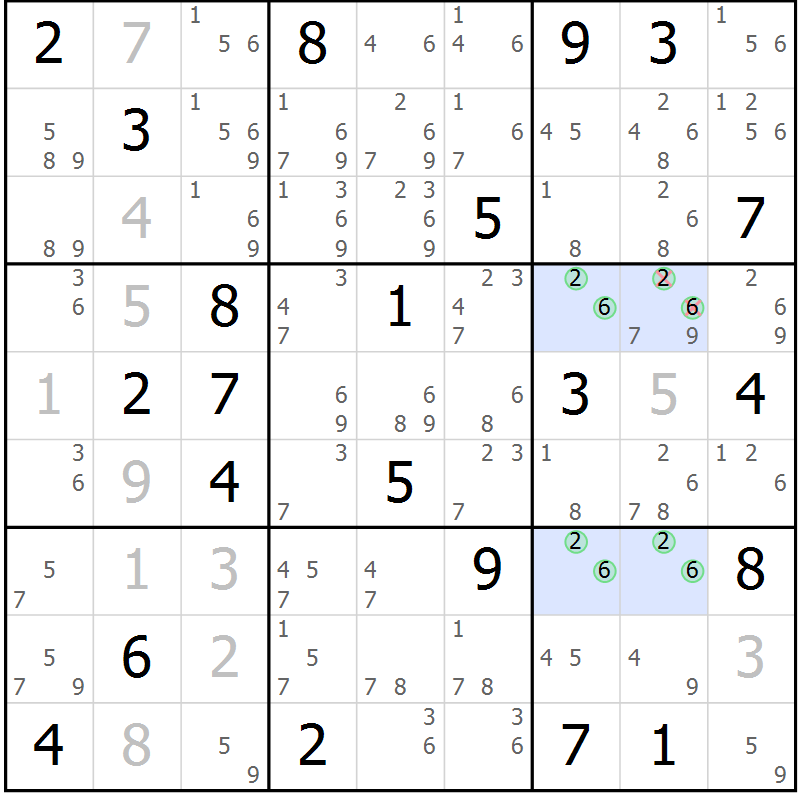 Position des candidats pour la solution de la Gr 15 page 18 du magazine de sudoku Suprême n° 033